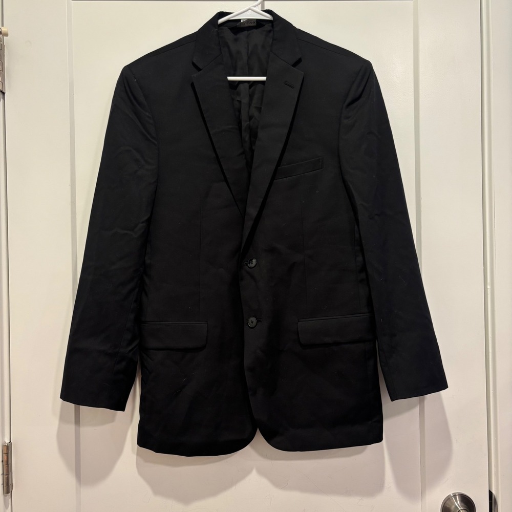 Jos. A. Bank Traveler's Collection Slim Fit Wool Blazer Black 40R Metropolitan